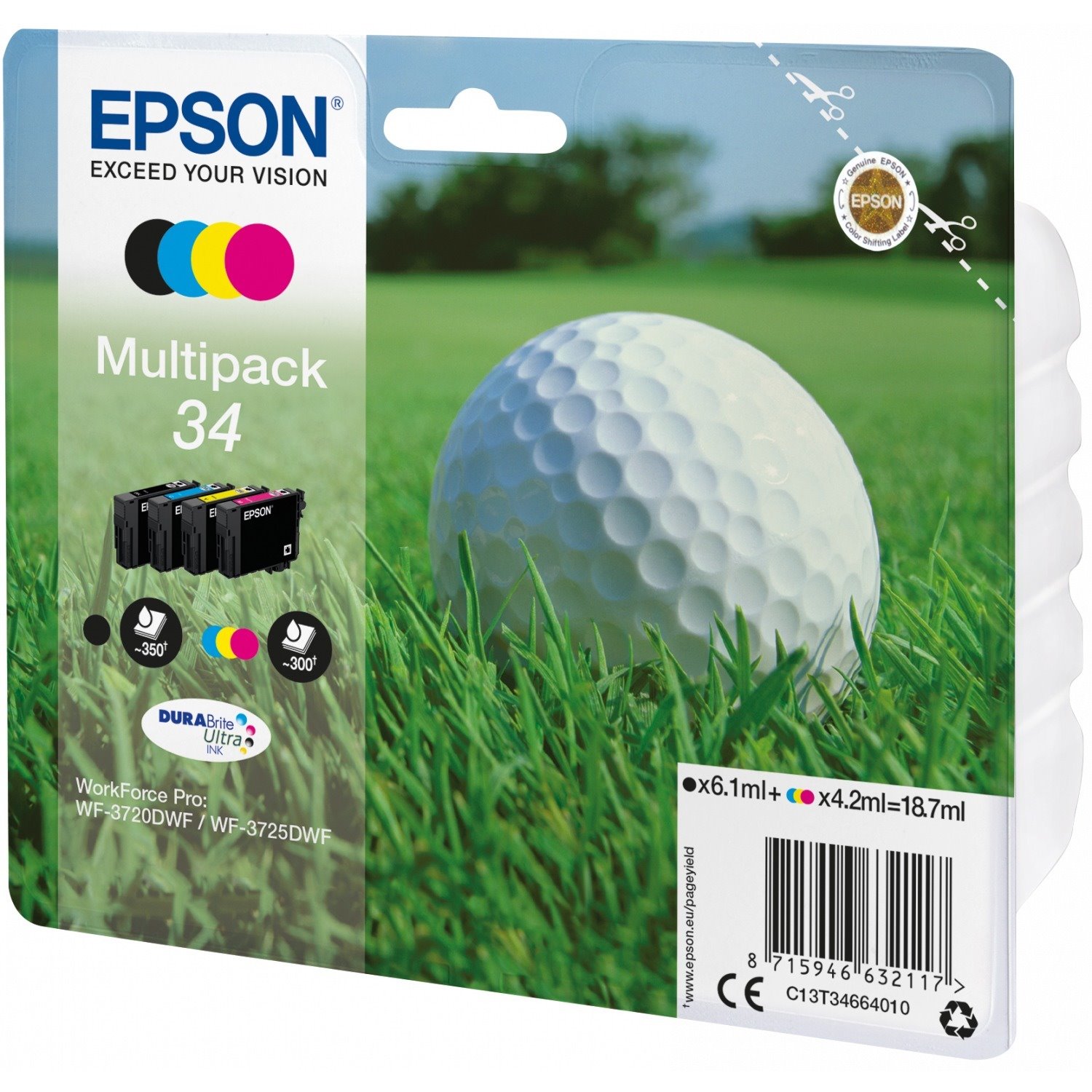 Epson DURABrite Ultra 34 Original Inkjet Ink Cartridge - Black, Cyan, Magenta, Yellow - 4 / Pack