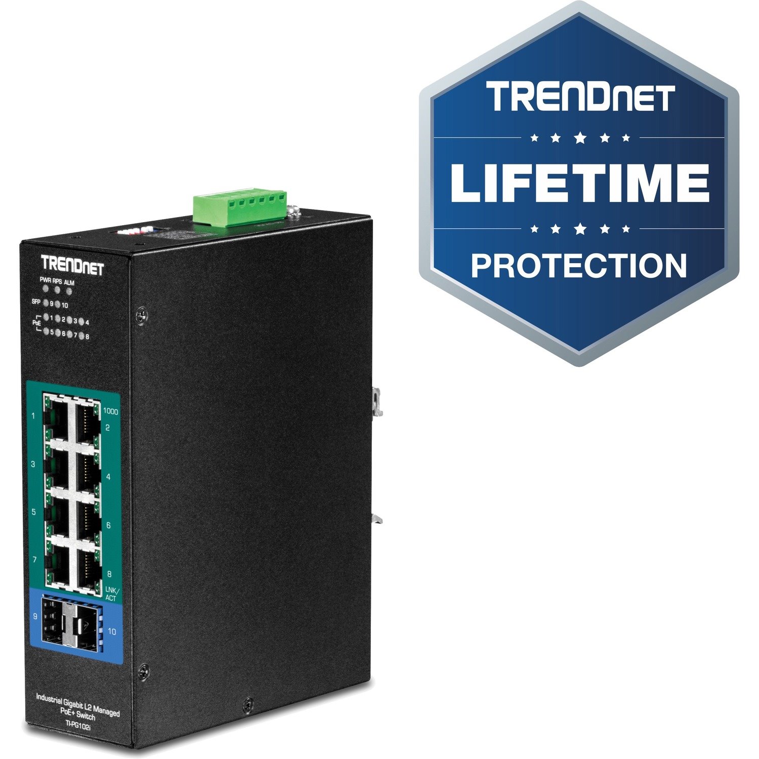 TRENDnet TI-PG102i 10 Ports Manageable Ethernet Switch - Gigabit Ethernet - 1000Base-T, 100/1000Base-FX - New - TAA Compliant