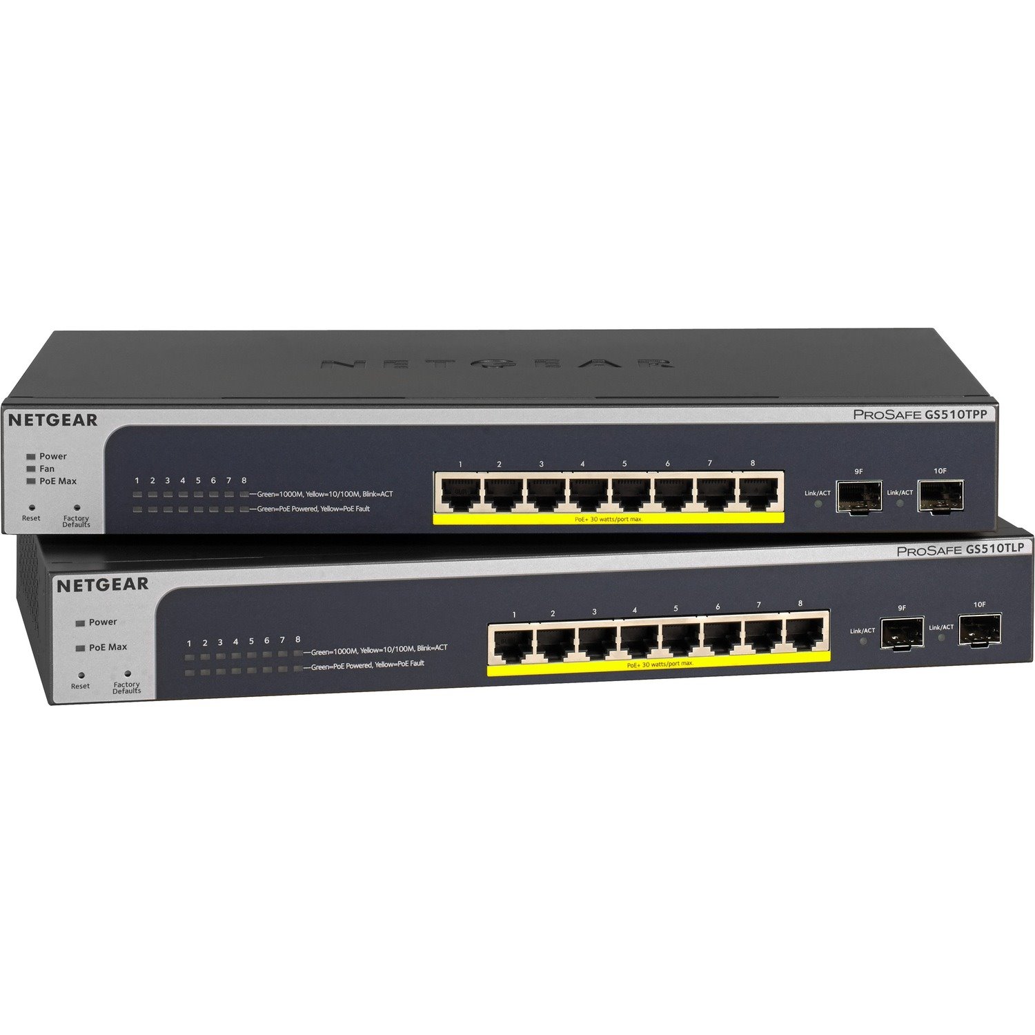 Netgear ProSAFE 8-Port PoE+ Gigabit Smart Managed Switch with 2 SFP Ports (GS510TPP)