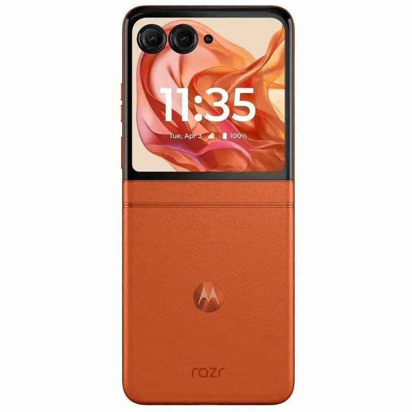 Motorola Mobility razr 2024 256 GB Smartphone - 6.9" Flexible Folding Screen P-OLED Full HD Plus 2640 x 1080 - Octa-core (Cortex A78Quad-core (4 Core) 2.50 GHz + Cortex A55 Quad-core (4 Core) 2 GHz - 8 GB RAM - Android 14 - 5G - Spritz Orange