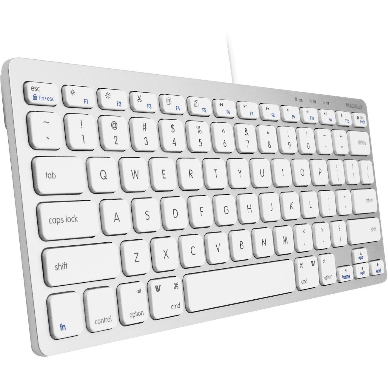 Macally Compact Aluminum USB-C Wired Keyboard for Mac and PC