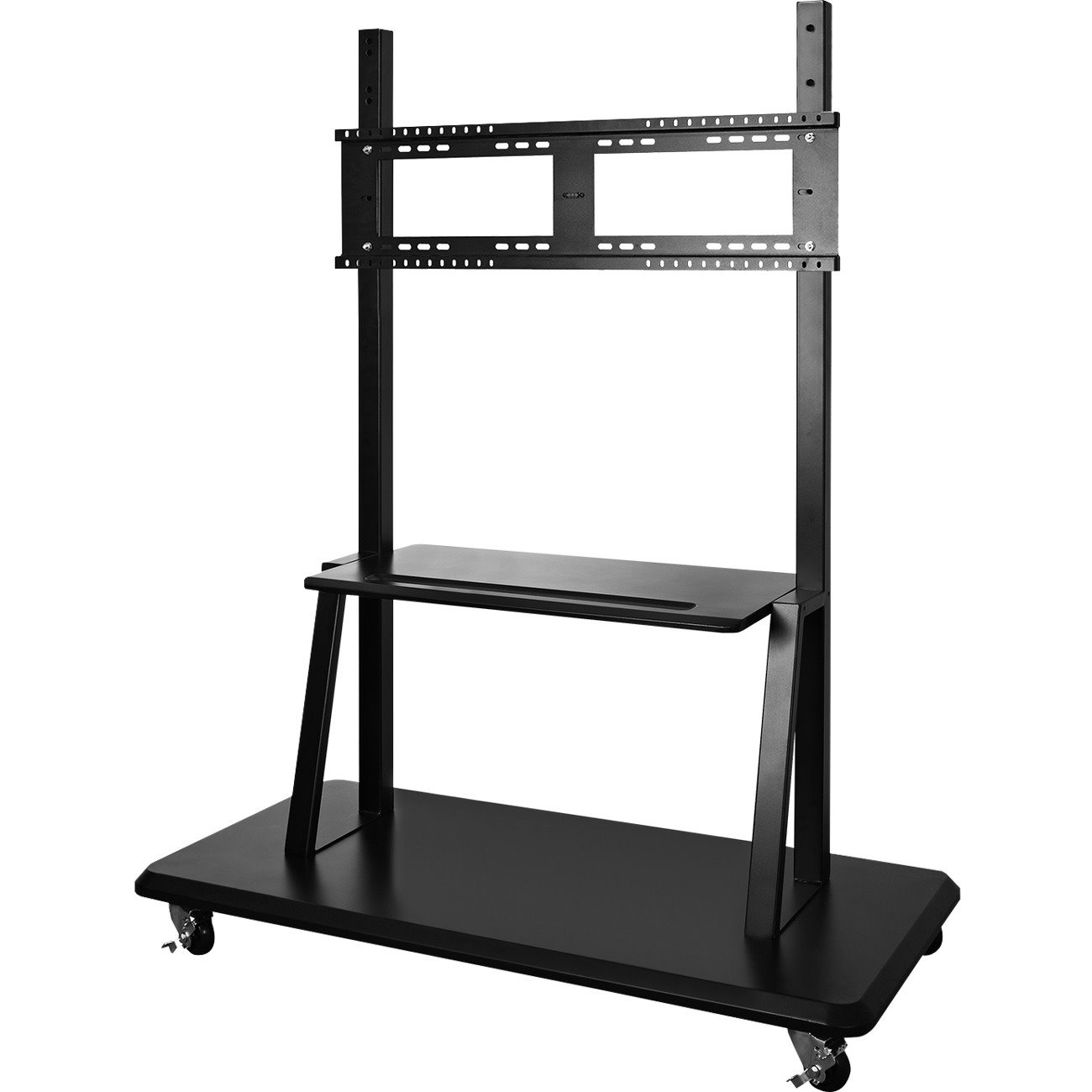 ViewSonic VB-STND-001 Mobile TV Cart for 55 to 86 inch screens up to 265 lbs, VESA Pattern Compatible for 400x200 to 900x600mm, Storage Tray, and Lockable Wheels