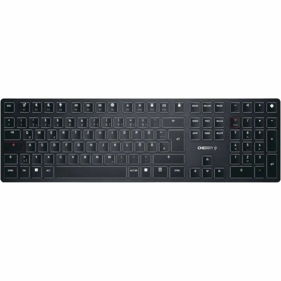 CHERRY KW X ULP Keyboard - Wired/Wireless Connectivity - USB 2.0 Type A Interface - RGB LED - German - QWERTZ Layout - Black