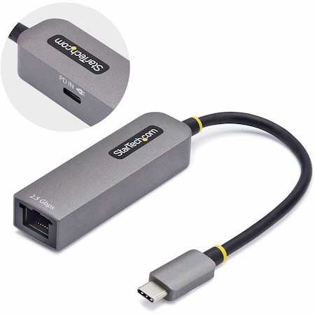 StarTech.com 2.5GbE USB-C to Ethernet Adapter, 100W PD Pass-Through, NBASE-T NIC, USB 3.0 Type-C 2.5/1G Multi Speed Network, USB 3.1 RJ45