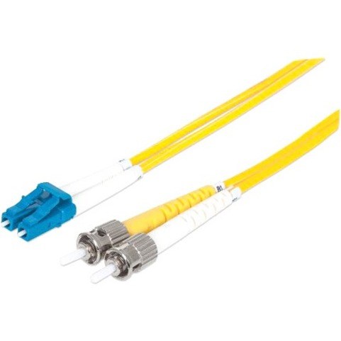 Intellinet Network Solutions Fiber Optic Patch Cable, LC/ST, OS2, 9/125, Single-Mode, Duplex, Yellow, 14 ft (5 m)