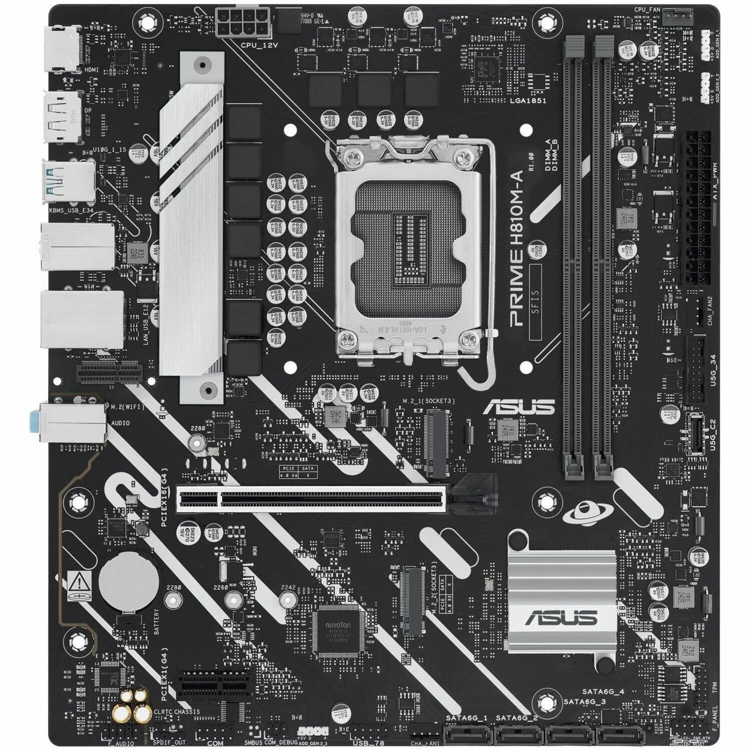 Asus Prime H810M-A-CSM Desktop Motherboard - Intel H810 Chipset - Socket LGA-1851 - Micro ATX