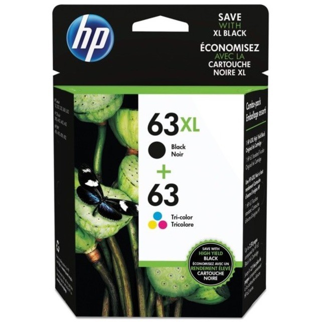 HP 63/63XL Original Standard Yield Inkjet Ink Cartridge - Multi-pack - Black, Tri-color - 1 Each