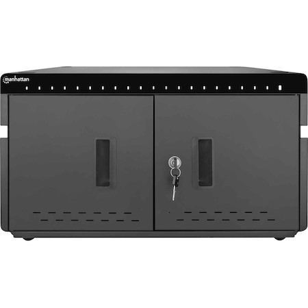 Charging Cabinet/Cart via USB-C x20 Devices, Desktop, Power Delivery 18W per port (360W total), Suitable for iPads/other tablets/phones, Bays 264x22x235mm, Device charging cables not included, Silent Ventilation, Lockable (2 keys), EU & UK power cords