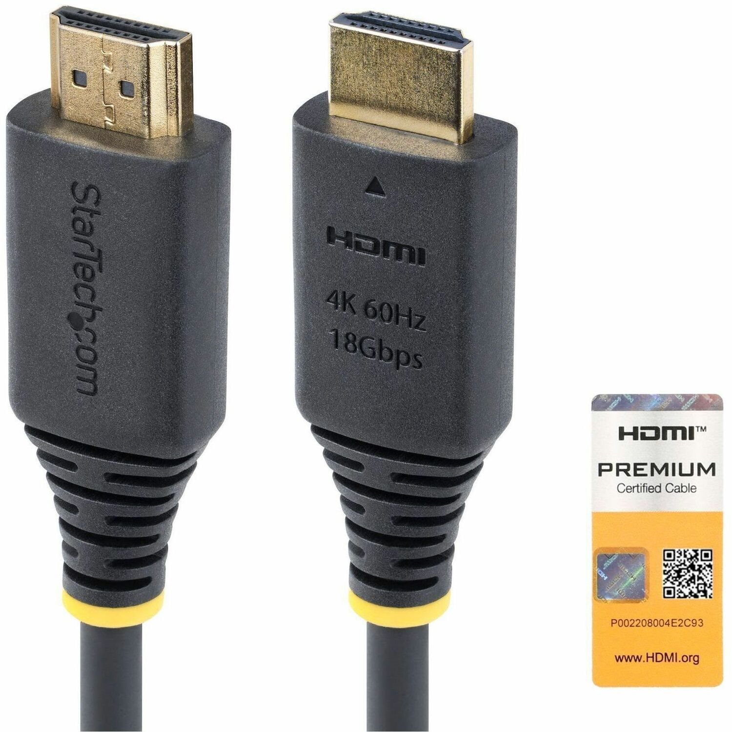StarTech.com 1m (3.3ft) Premium Certified High Speed HDMI Cable, 4K 60Hz/1440p 144Hz, 18Gbps, UHD HDMI 2.0 Cord, TPE Jacket