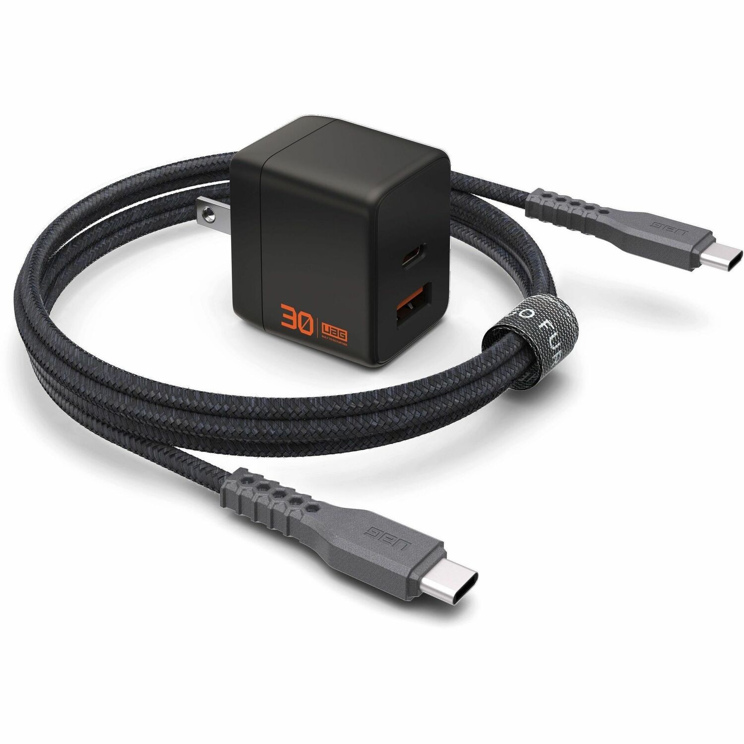 30W 2-Port Wall Charger with Two 6ft Cables Bundle - Black