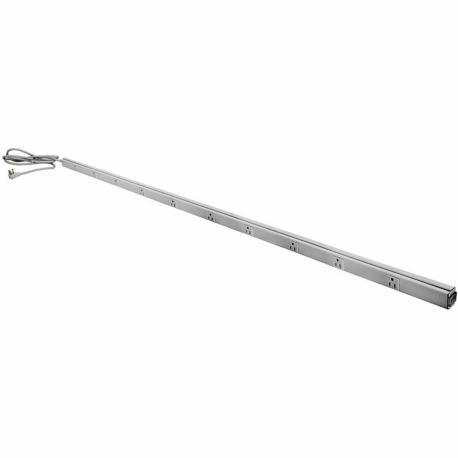Hubbell Premise Wiring Metal PlugTrak, 64" , 15A 10 Receptacle, 6' Cord and Plug, Gray