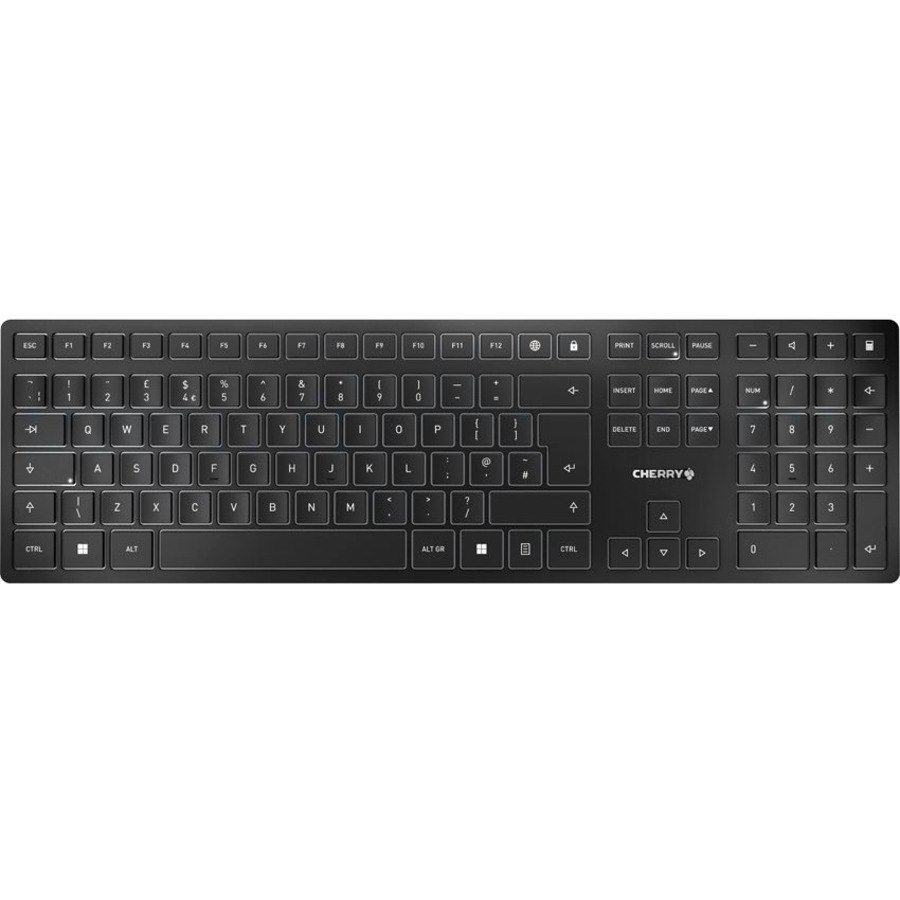 CHERRY KW 9100 SLIM Keyboard - Wireless Connectivity - Spanish - Black, Silver