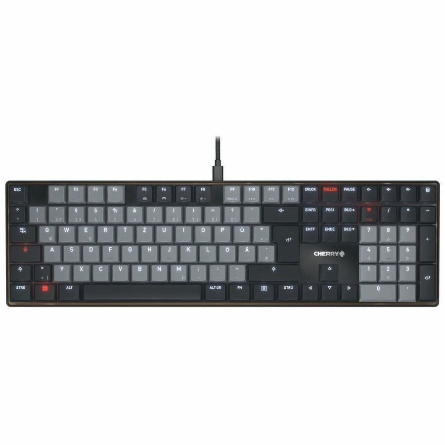 CHERRY Gaming Keyboard - Full-size - Cable Connectivity - USB Type C Interface - LED - German - QWERTZ Layout - Black