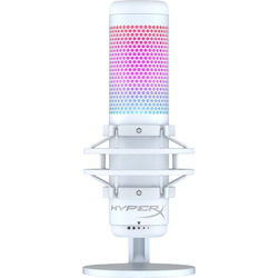 HyperX QuadCast S Wired Condenser Microphone for Live Streaming, Broadcasting - White, Grey