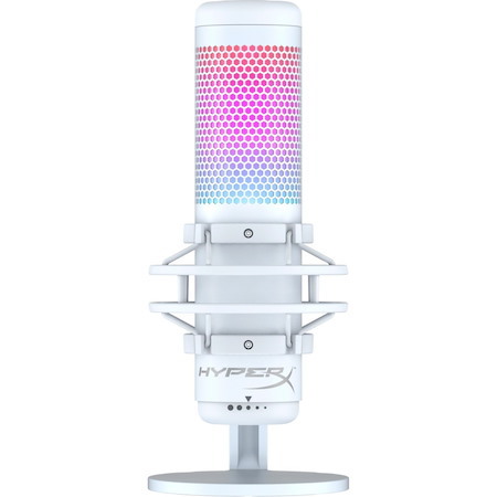 HyperX QuadCast S Wired Condenser Microphone for Live Streaming, Broadcasting - White, Grey
