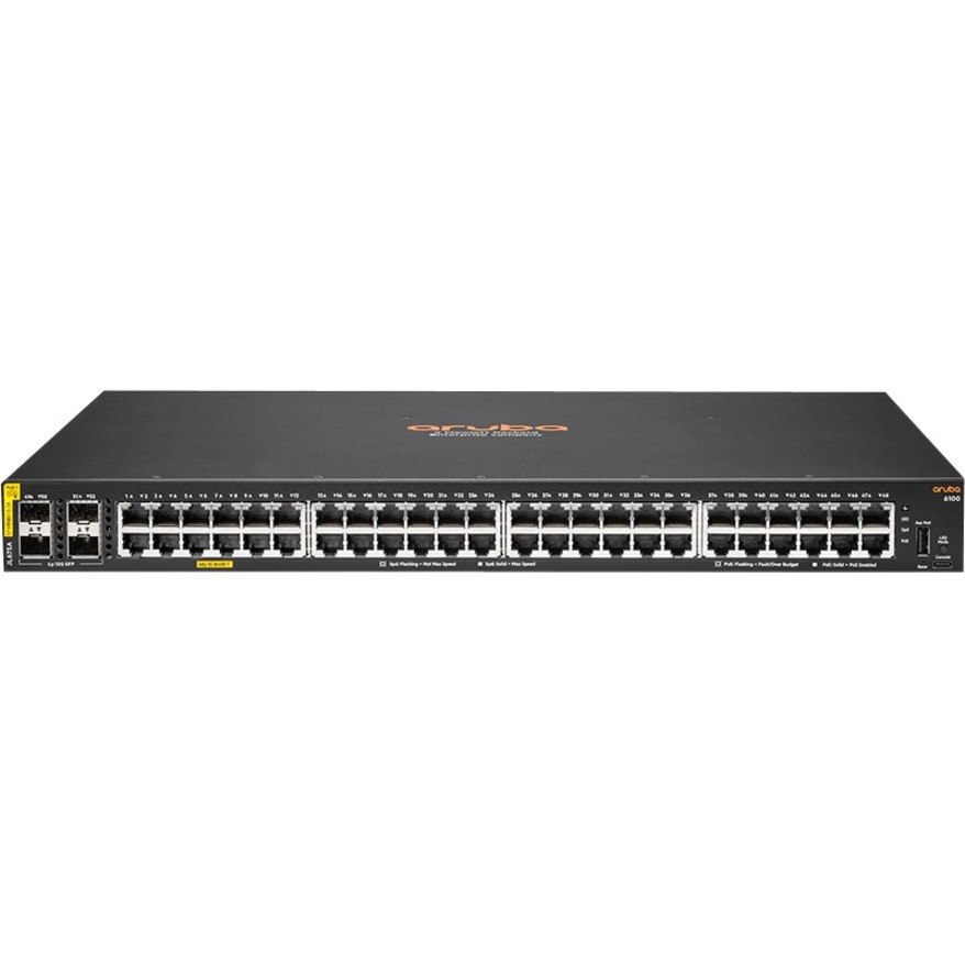 HPE 6100 48 Ports Manageable Ethernet Switch - Gigabit Ethernet, 10 Gigabit Ethernet - 10/100/1000Base-T, 10GBase-X