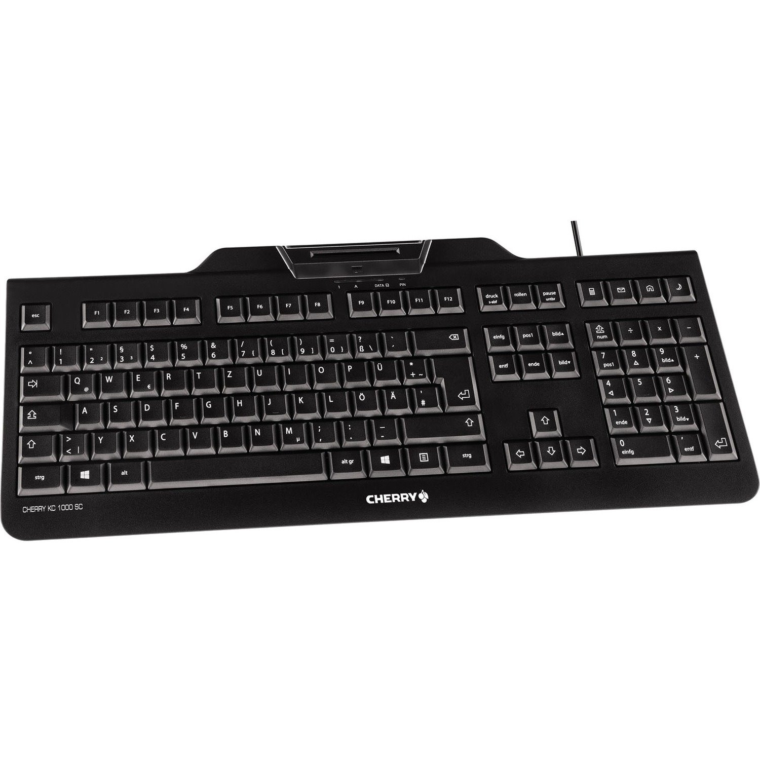 CHERRY KC 1000 SC Keyboard - Cable Connectivity - USB Interface - AZERTY Layout - Black