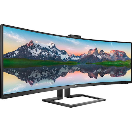 Philips Brilliance 499P9H 49" Class Webcam Dual Quad HD (DQHD) Curved Screen LCD Monitor - 32:9 - Textured Black