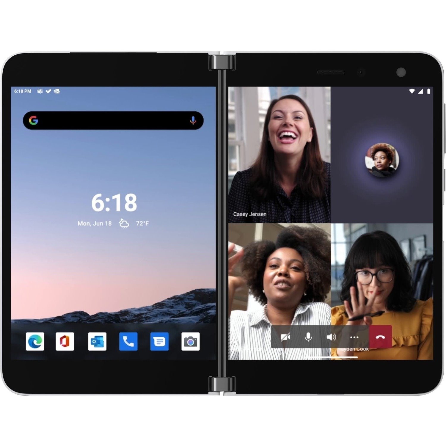 Microsoft Surface Duo 256 GB Smartphone - 8.1" Flexible Folding Screen AMOLED 2700 x 1800 - Kryo 485Single-core (1 Core) 2.84 GHz + Kryo 485 Triple-core (3 Core) 2.42 GHz + Kryo 485 Quad-core (4 Core) 1.78 GHz - 6 GB RAM - Android 10 - 4G - Glacier