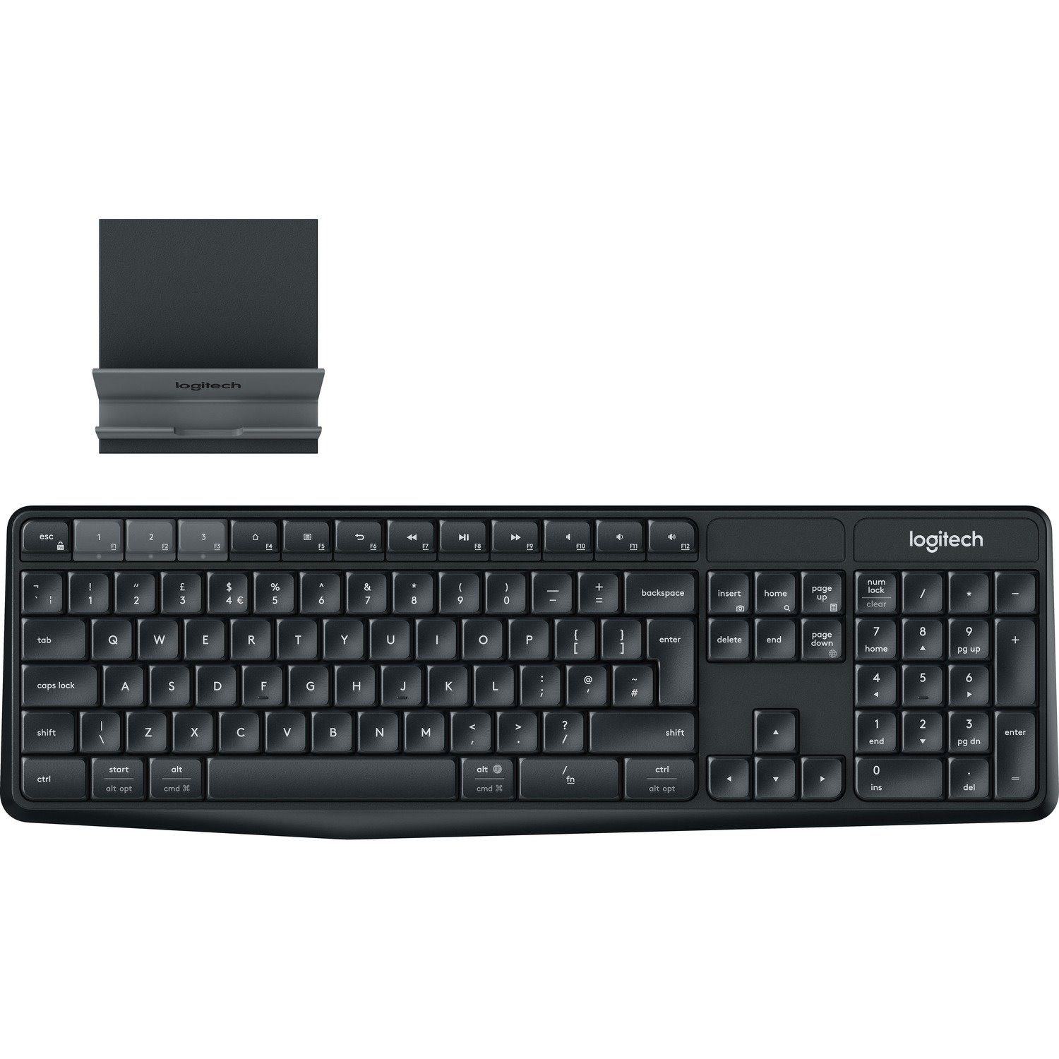 Logitech K375s Keyboard - Wireless Connectivity - USB Interface - Black, Charcoal