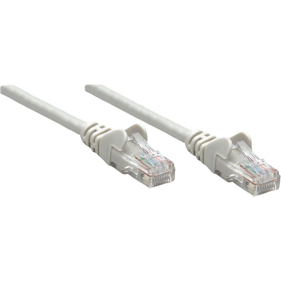 Intellinet Network Patch Cable, Cat5e, 1m, Grey, CCA, U/UTP, PVC, RJ45, Gold Plated Contacts, Snagless, Booted, Lifetime Warranty, Polybag