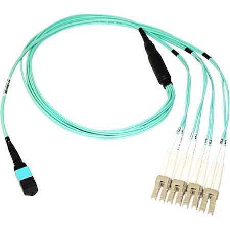 Axiom MPO Female to 4 LC Multimode OM3 50/125 Fiber Optic Breakout Cable - 3m
