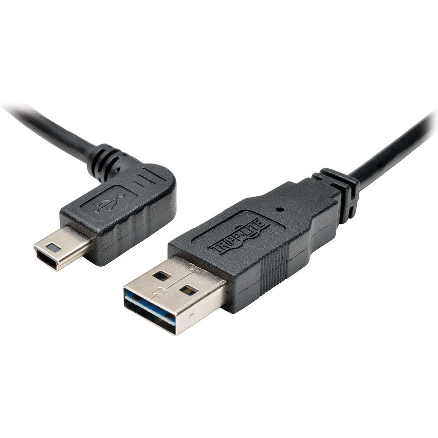 Tripp Lite by Eaton Universal Reversible USB 2.0 Cable (Reversible A to Left-Angle 5Pin Mini B M/M), 3 ft. (0.91 m)