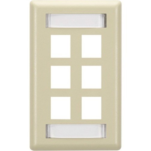 Black Box GigaStation Plus Keystone Wallplate - Single-Gang, 6-Port, Electric Ivory