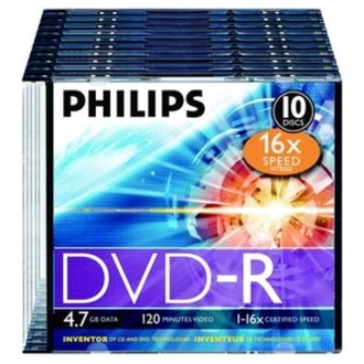 Philips DM4S6S10F/00 DVD Recordable Media - DVD-R - 16x - 4.70 GB - 10