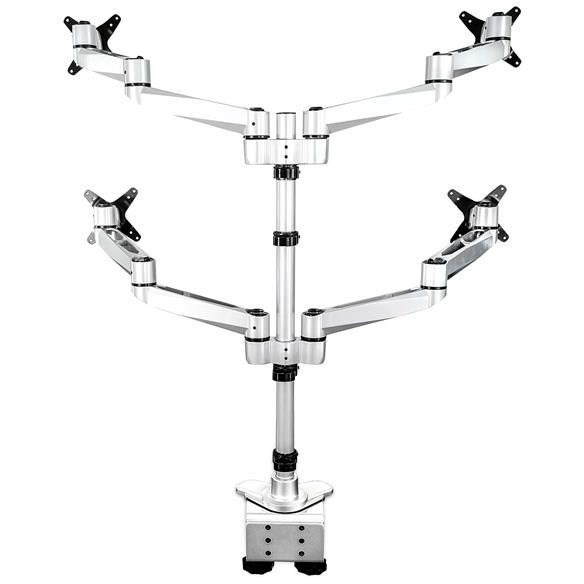 StarTech.com Desk Mount Quad Monitor Arm, 4 VESA Displays up to 30" (24.8lb/11.3kg), Premium Ergonomic Articulating Adjustable Pole Mount