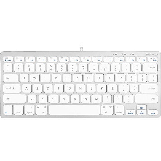 Macally Compact Aluminum USB-C Wired Keyboard for Mac and PC