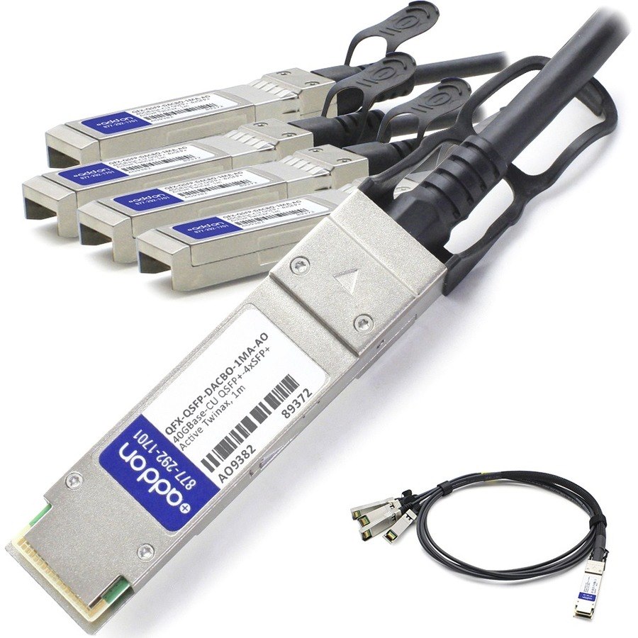 AddOn Juniper Networks&reg; QFX-QSFP-DACBO-1MA Compatible TAA Compliant 40GBase-CU QSFP+ to 4xSFP+ Direct Attach Cable (Active Twinax, 1m)