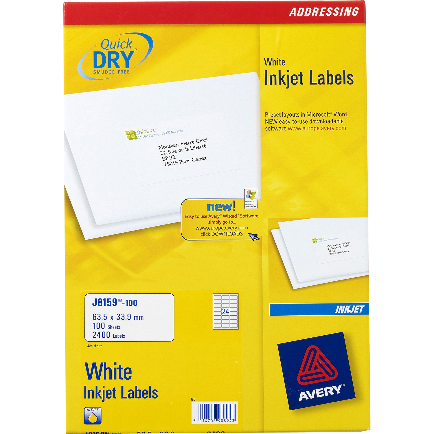 Avery Quick DRY J8159 Addressing Label
