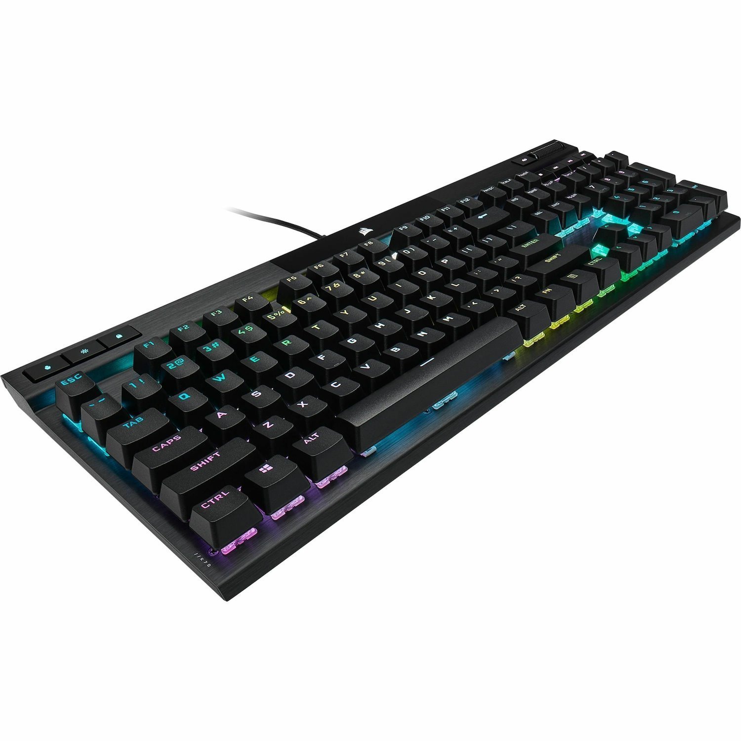 Corsair K70 Gaming Keyboard - Cable Connectivity - USB Type A Interface - RGB LED - English (North America) - Black