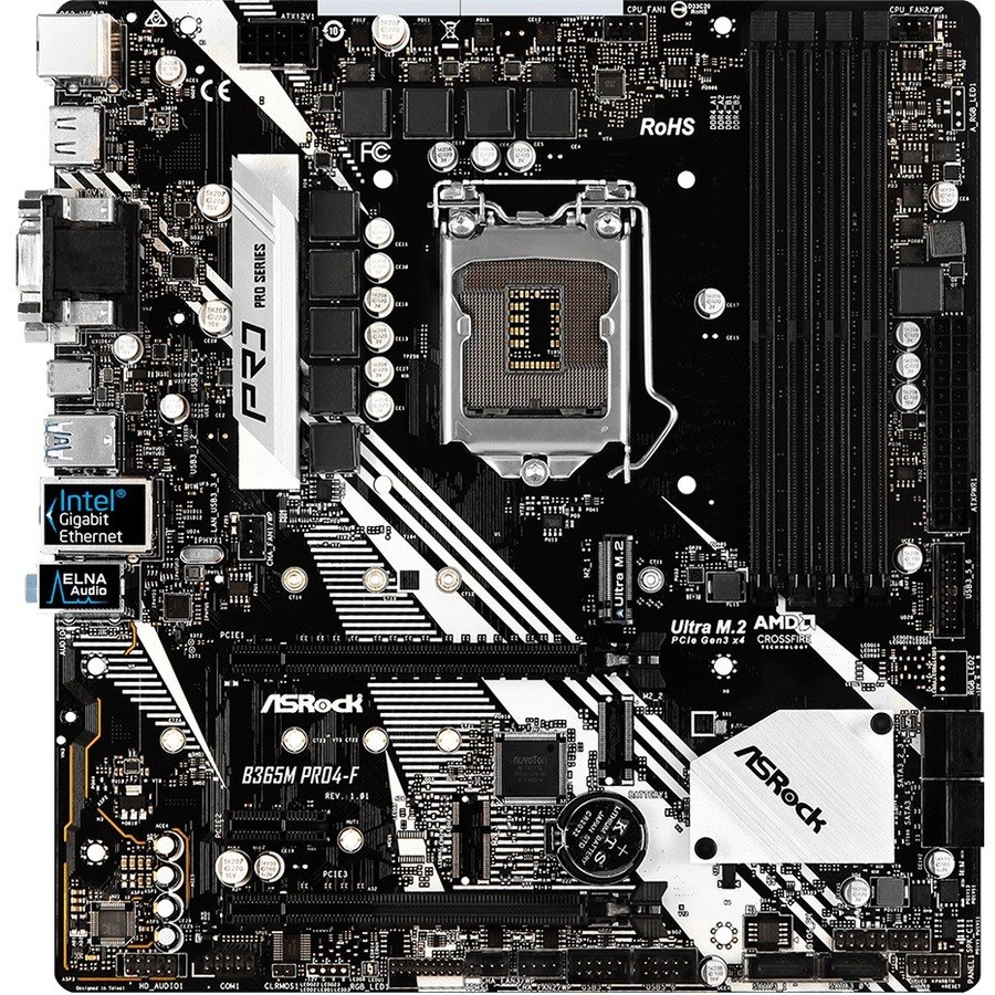 ASRock B365M Pro4-F Desktop Motherboard - Intel B365 Chipset - Socket H4 LGA-1151 - Micro ATX