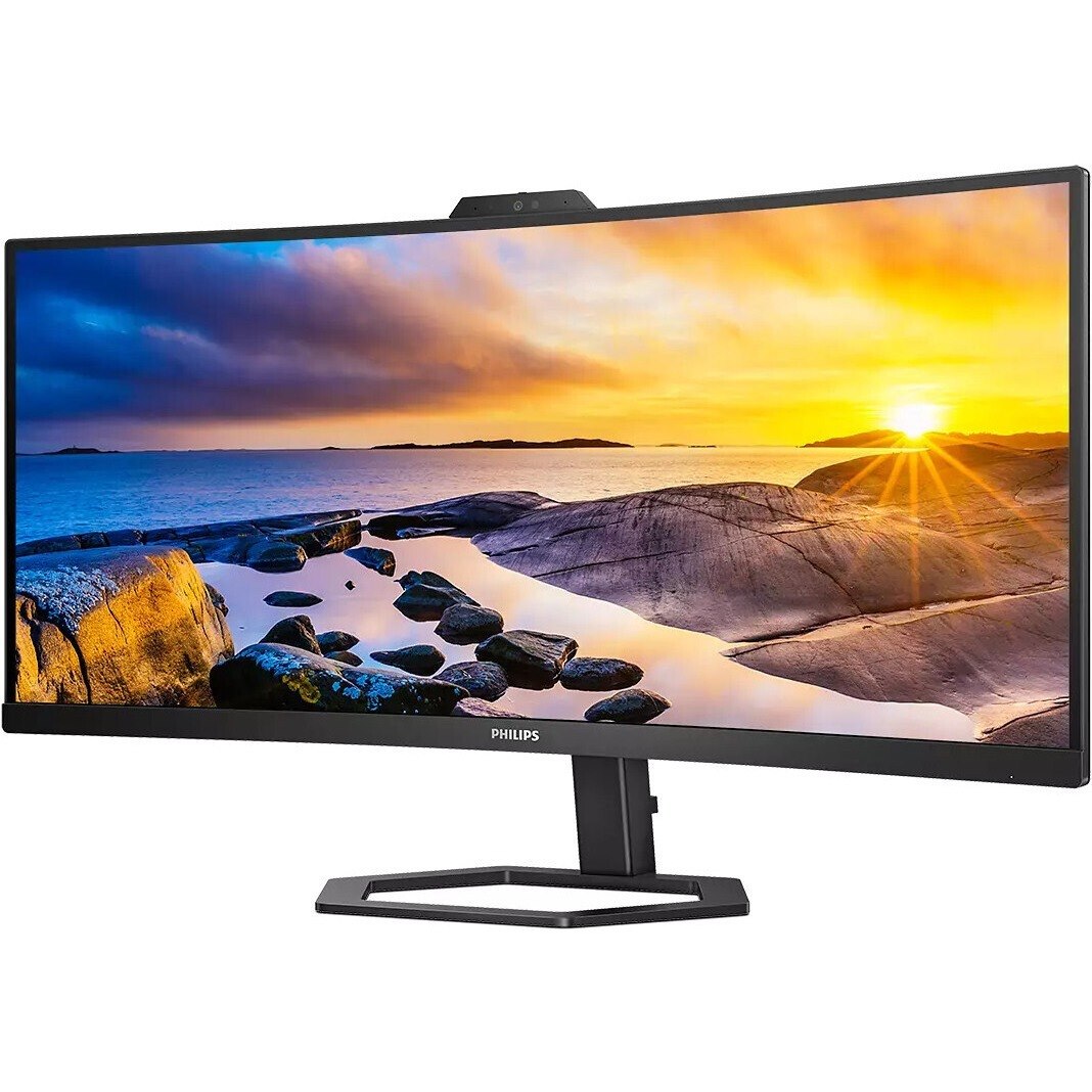 Philips 34E1C5600HE 34" Class Webcam WQHD Curved Screen LCD Monitor - 21:9 - Structured Black