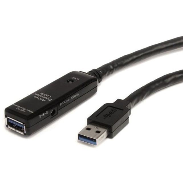STARTECH 10M USB 3.0 A TO A EXTENSION CABLE, M/F, BLACK, LED, LTW