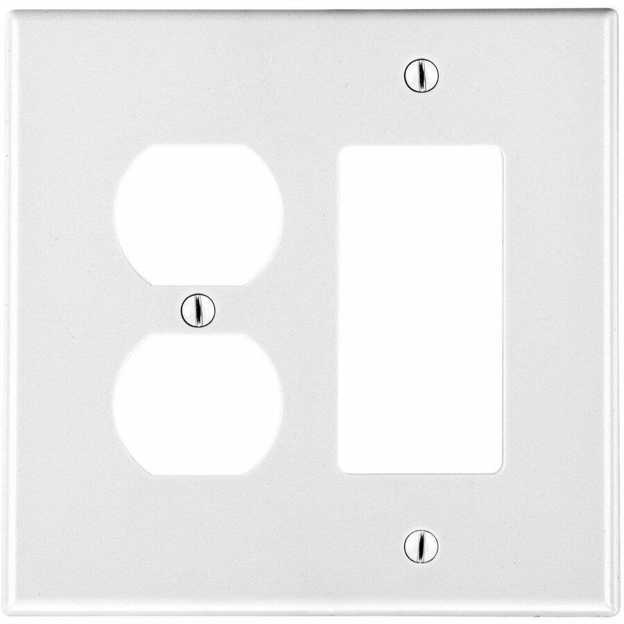 Bryant Wallplate, 2-Gang, 1) Duplex 1) Decorator, White