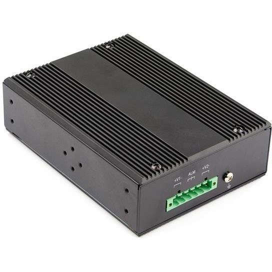 StarTech.com Industrial 6 Port Gigabit Ethernet Switch w/4 PoE RJ45 +2 SFP Slots 30W 802.3at PoE+ 12-48VDC 10/100/1000 Mbps -40C to 75C