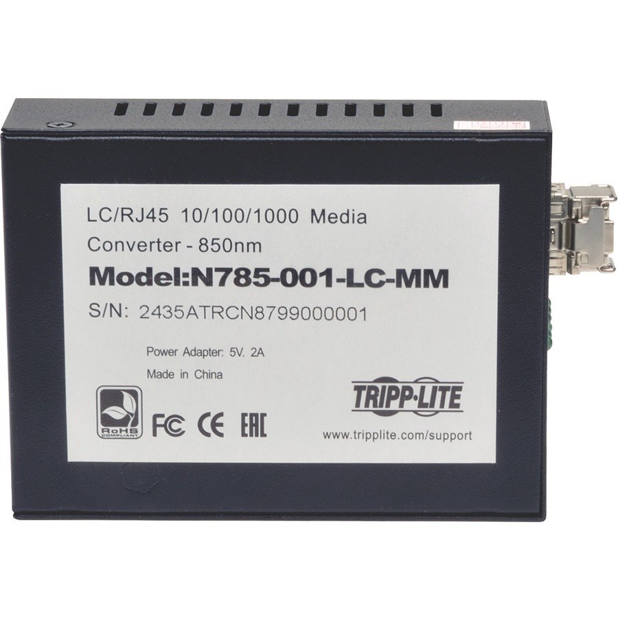 Eaton Tripp Lite Series 10/100/1000 LC Multimode Fiber to Ethernet Media Converter, 550M, 850nm