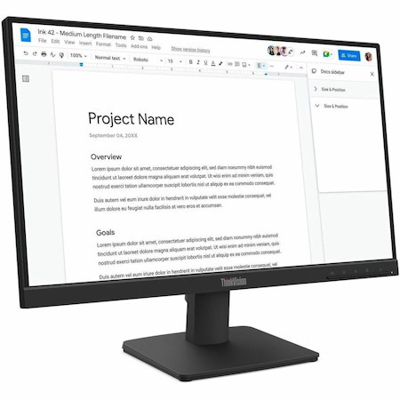 Lenovo ThinkVision S22-4e 22" Class Full HD LED Monitor - 16:9 - Raven Black