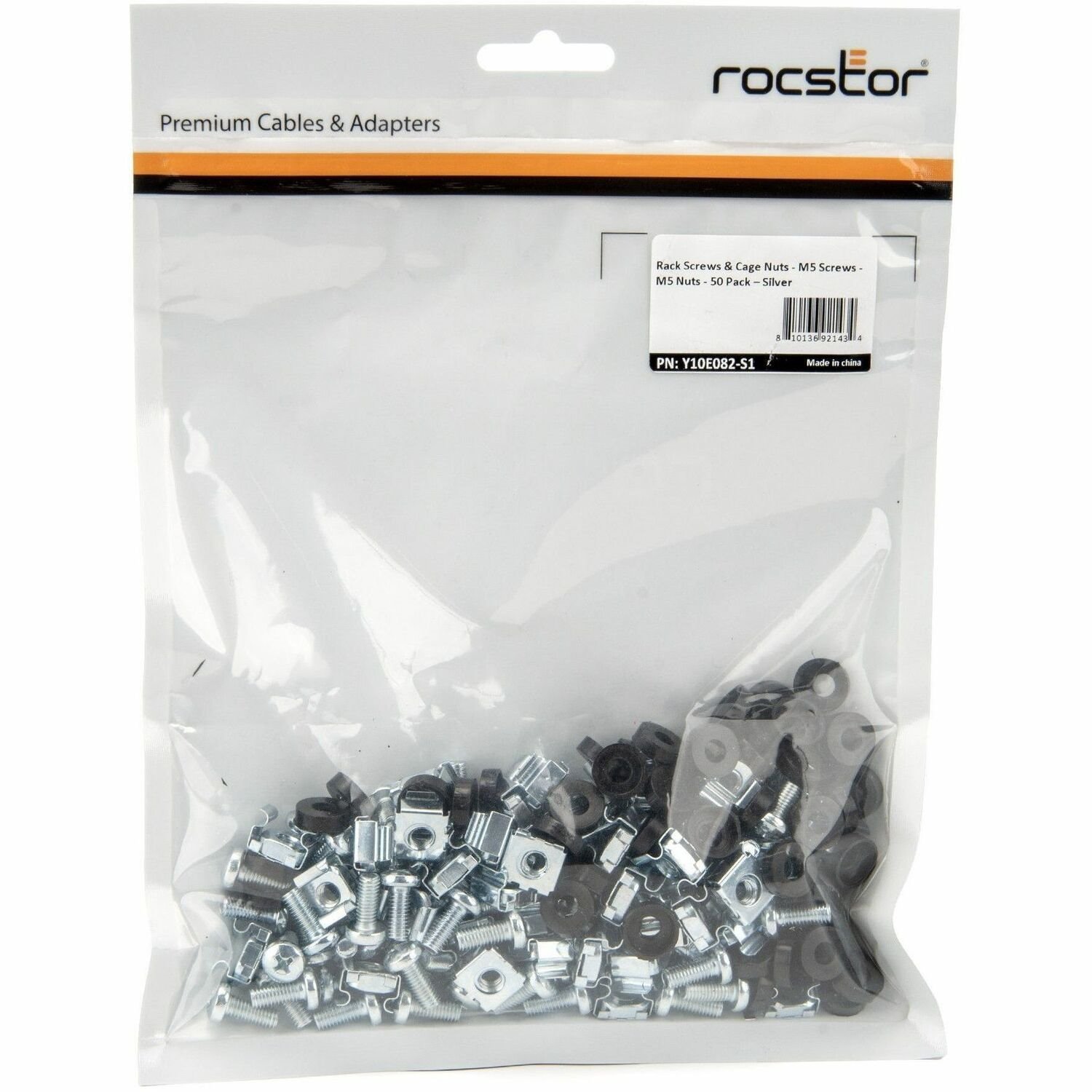 Rocstor 50 Pkg M5 Mounting Screws and Cage Nuts for Server Rack Cabinet