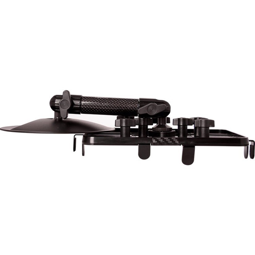 The Joy Factory Unite Universal Tablet Carbon Fiber Desk Stand for 7'' to 11" Tablet, up to .65 inch thickness.
