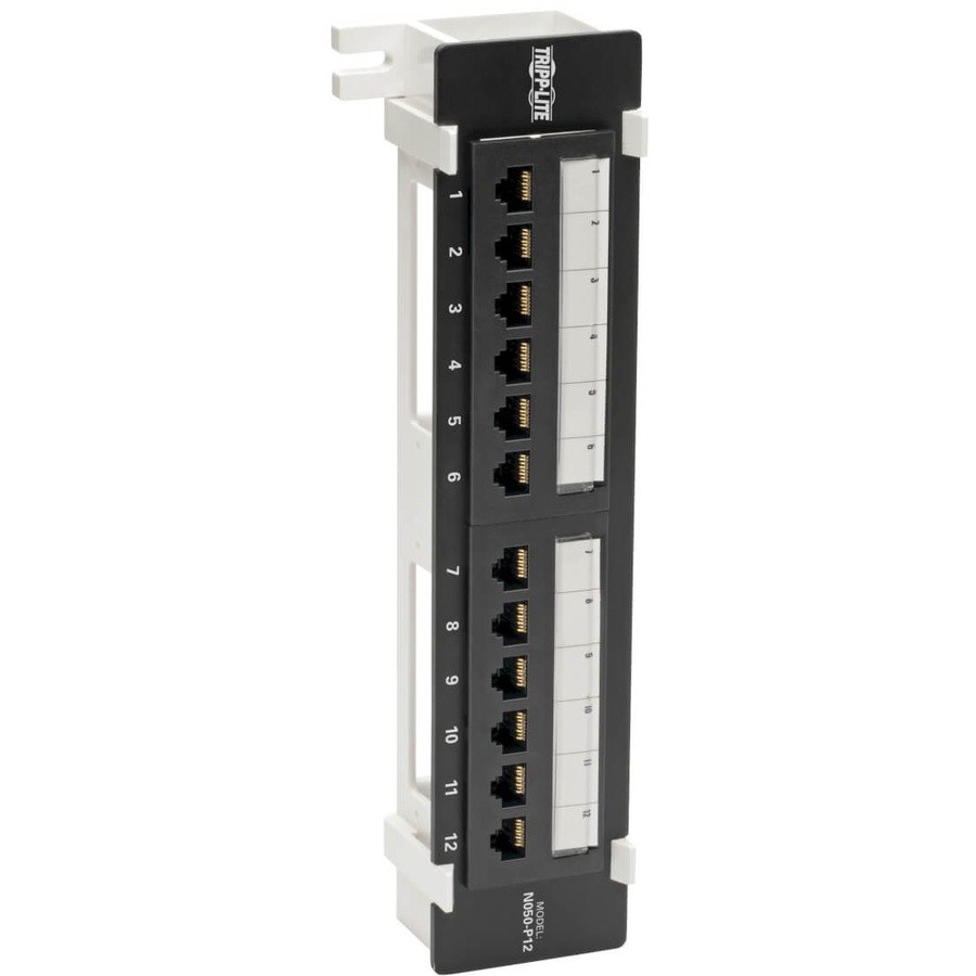 Eaton Tripp Lite Series Cat5e Wall-Mount 12-Port Patch Panel - PoE+ Compliant, 110/Krone, 568A/B, RJ45 Ethernet, TAA