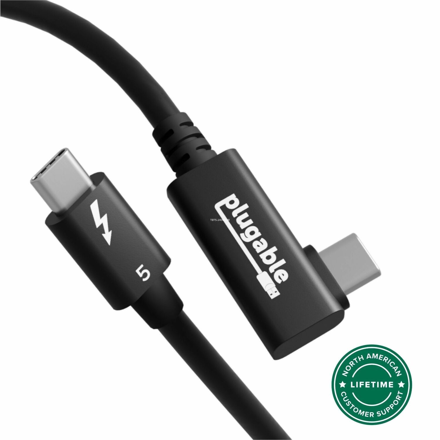 Plugable Thunderbolt 5 Cable Right Angle 80GBPS 240W Charging Thunderbolt Certi