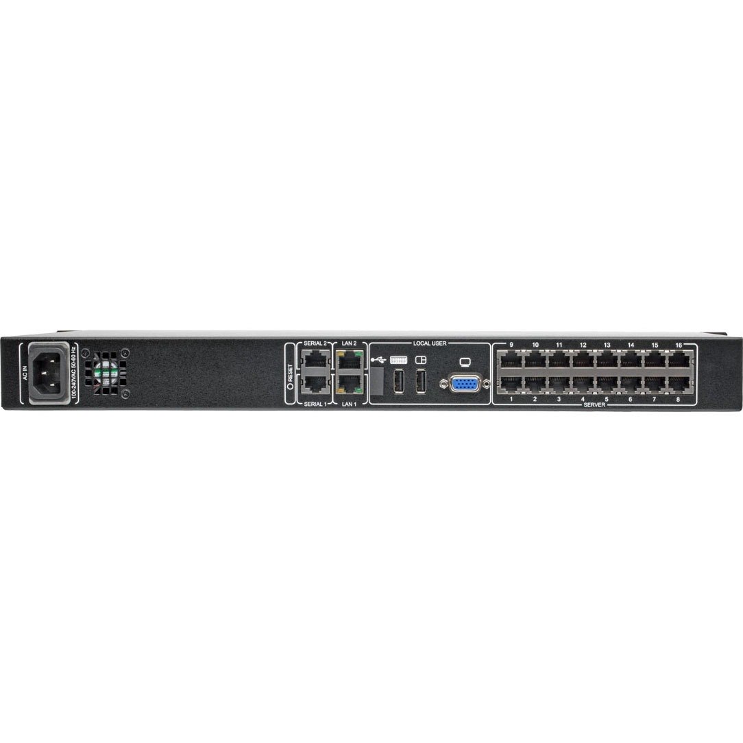 Tripp Lite by Eaton NetCommander 16-Port Cat5 KVM over IP Switch - 1 Remote + 1 Local User, 1U Rack-Mount, TAA