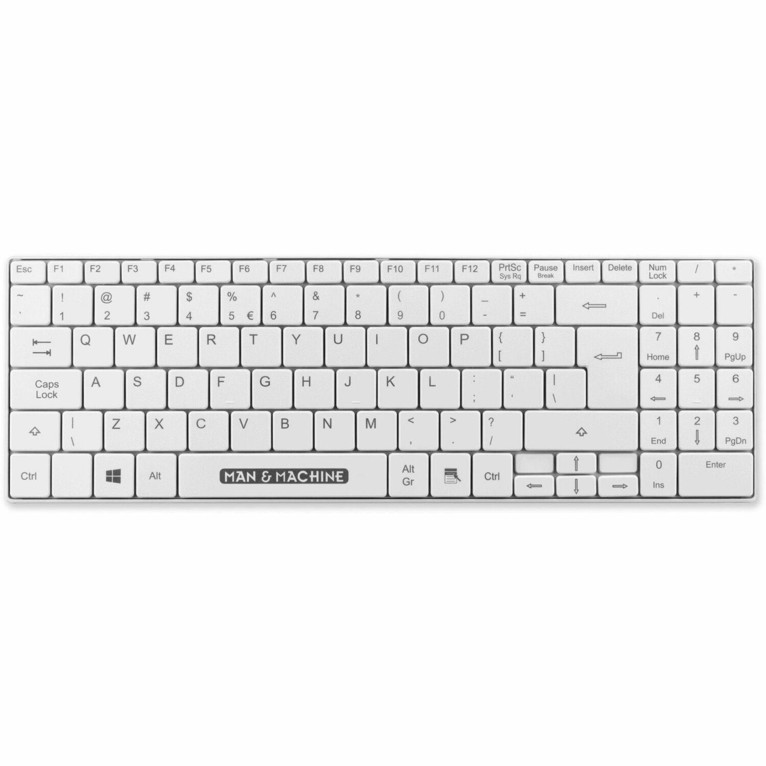 Man And Machine White ItsCool Washable Wireless Keyboard. RF 2.4 GHZ Usb / Aes 128 Encryption 3