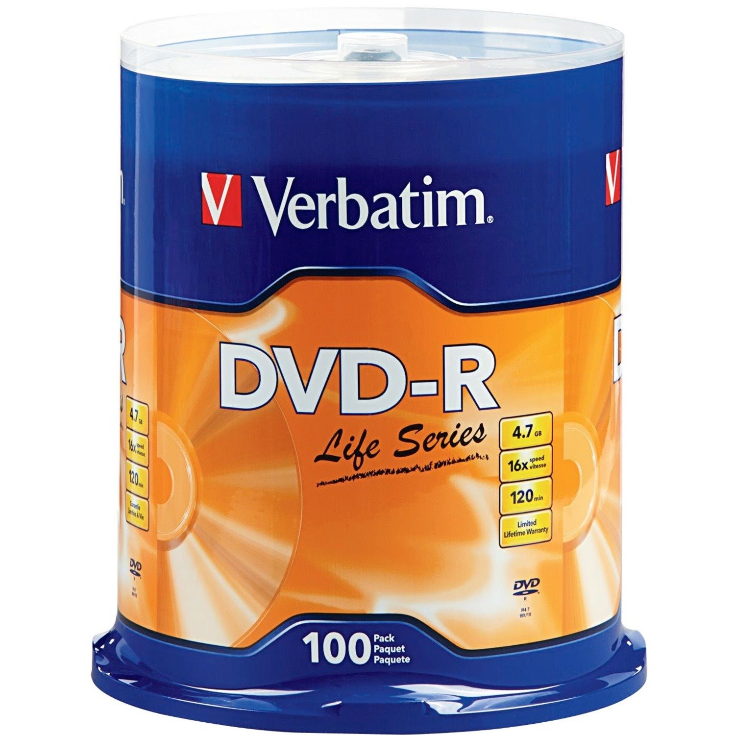 Verbatim DVD-R Life Series - 16x - 4.70 GB - 100pk Spindle