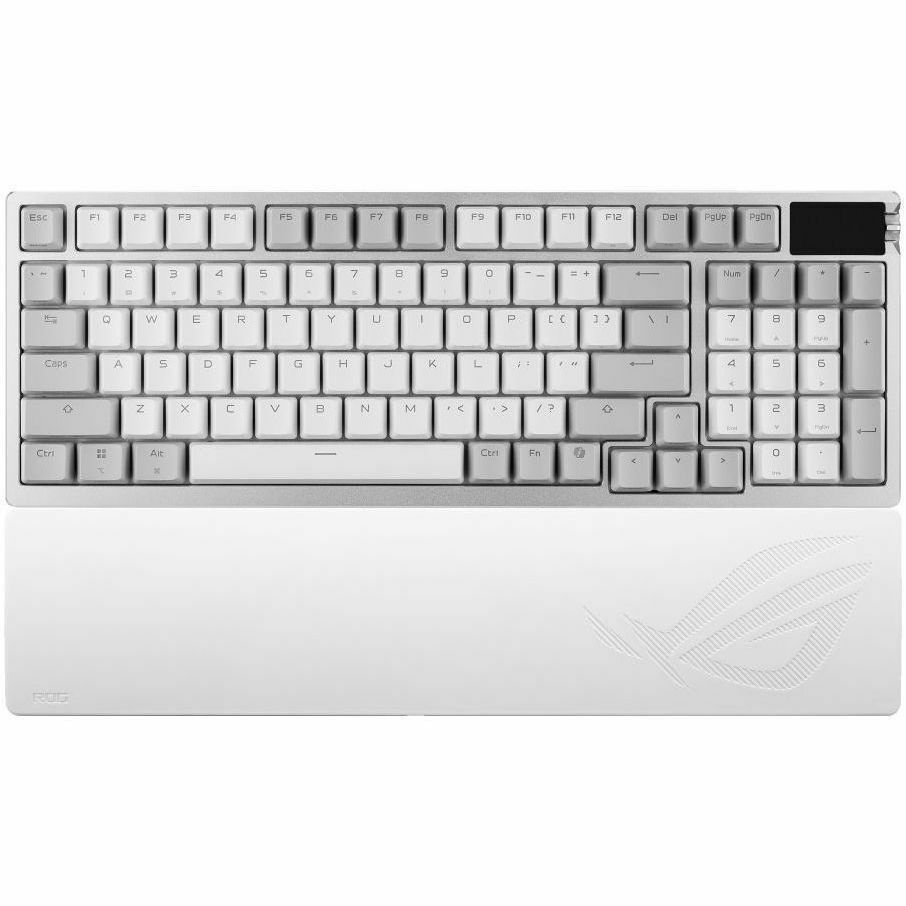 Asus Rog Azoth 96 He Lite White Gaming Keyboard, Rog HFX V2 Magnetic Switches, USB-C/2.4GHz/Bluetooth 5, RGB Aura SYNC, 8000Hz, Programmable Keys