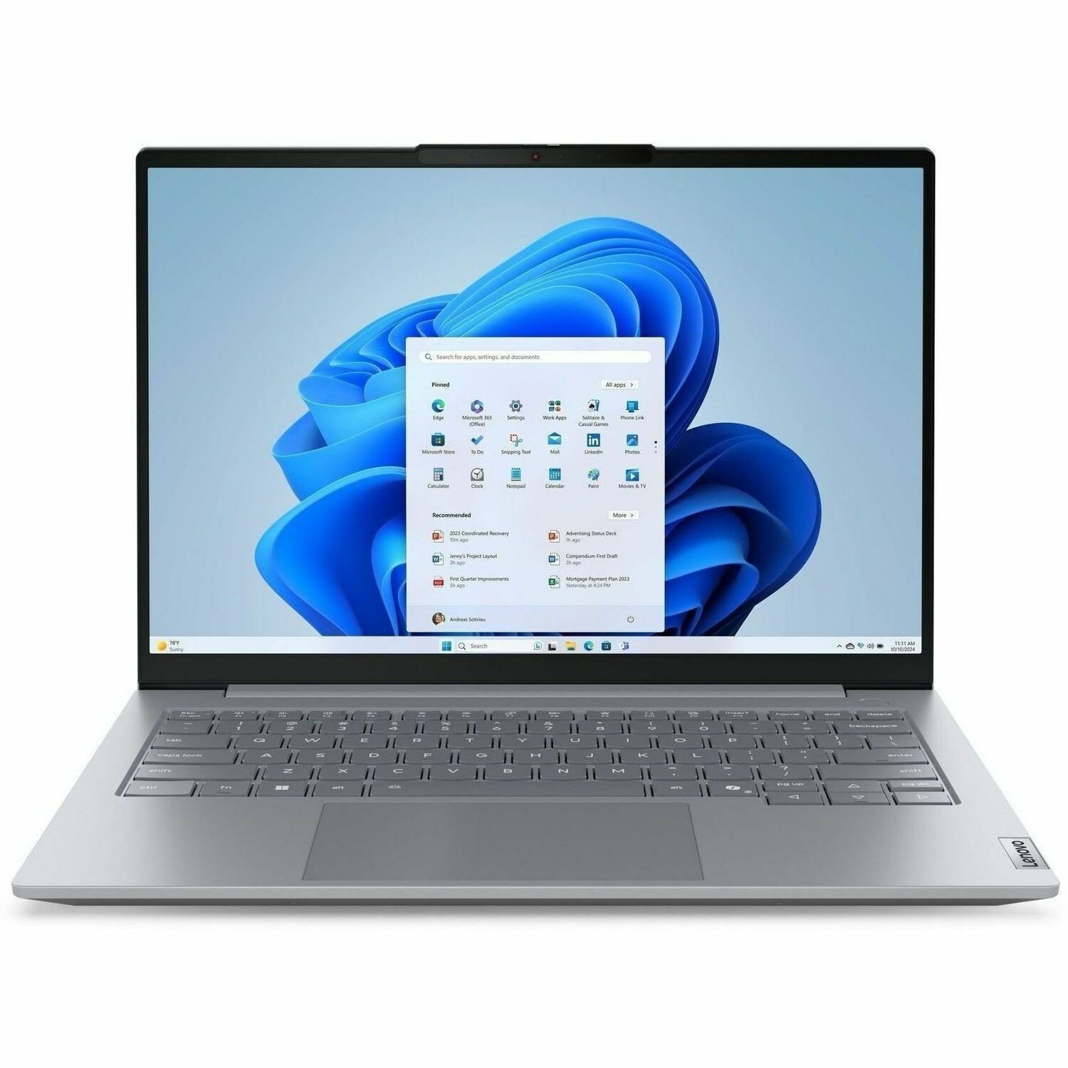 Lenovo ThinkBook 14 G8 IRL 21SG000HUS 14" Touchscreen Notebook - WUXGA - Intel Core 7 240H - 16 GB - 512 GB SSD - English Keyboard - Arctic Gray